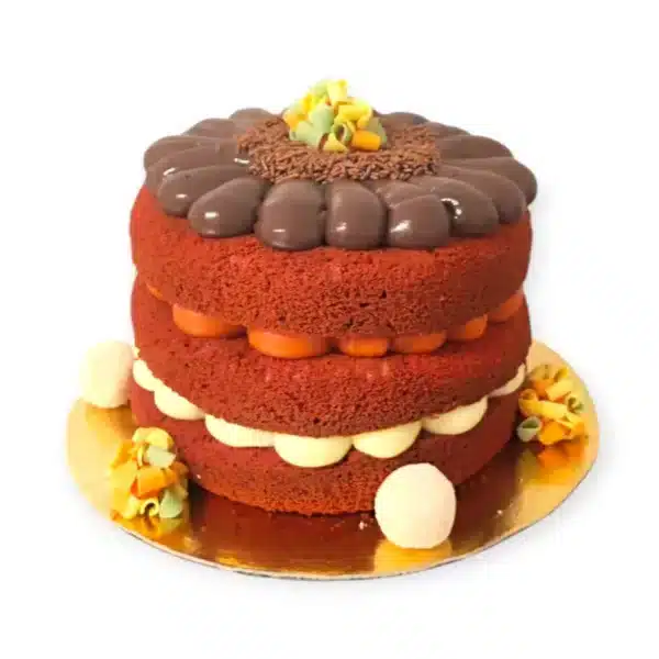 Naked Cake massa red velvet com 3 recheios diferentes